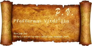 Pfefferman Vitália névjegykártya